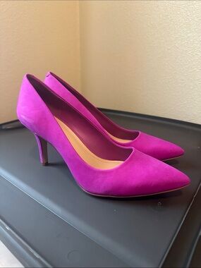 BCBGeneration Suede Pointed-Toe Pumps in Fuchsia